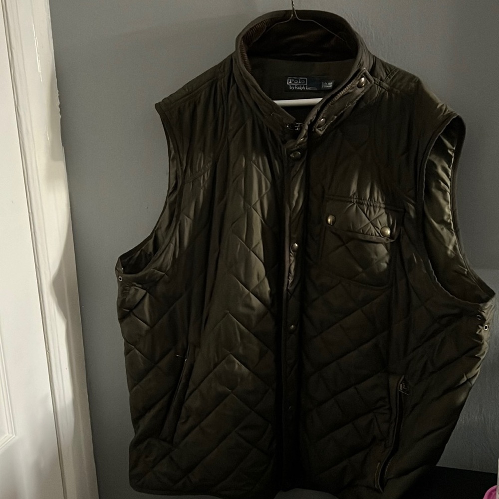Vtg Polo Ralph Lauren Quilted Hunting Vest green size 2XB